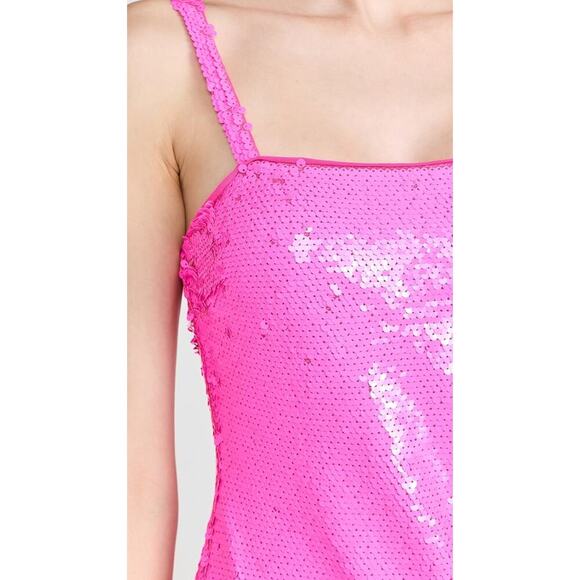 SAYLOR Tuckernuck Barbie Hot Pink Sequin Farren Fitted Sleeveless Midi Dress - Picture 5 of 14